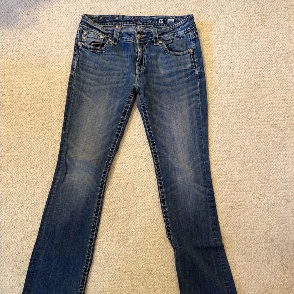 Miss Me Blue Boot Cut Jeans with Natural Fading